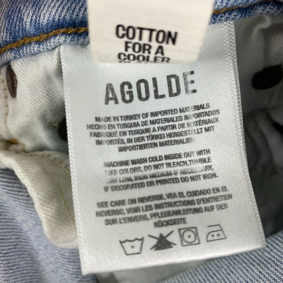 Agolde Womens Jeans Size 24 Ren High Rise Wide Leg Cropped light wash raw - Picture 5 of 15
